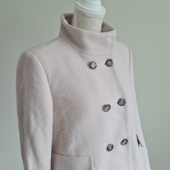 Joie Yara Wool Peacoat Peplum New Cream Ivory Beige M Military Officer Coat - Picture 9 of 11